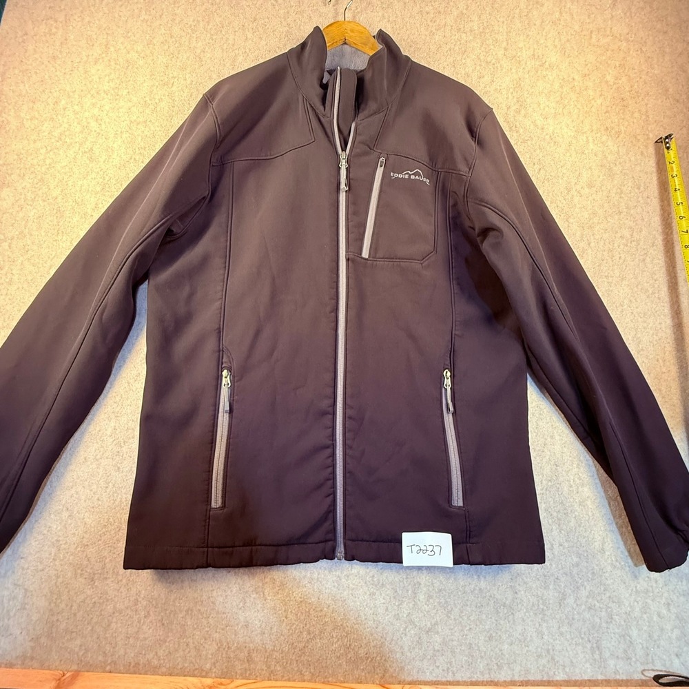 Eddie Bauer Mens Tall XL Softshell Fleece Lined Jacket black Full Zip Outdoor